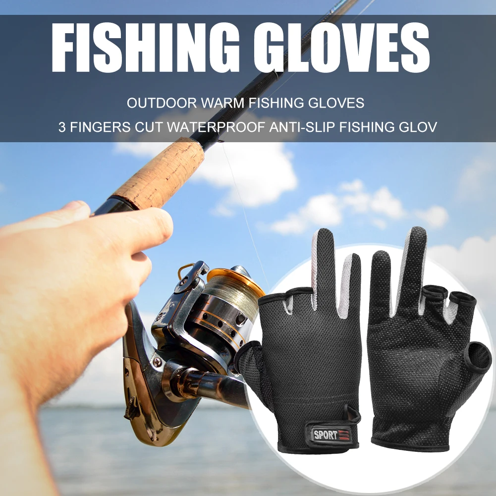 3 Cut Fingers Anti-slip Fishing Gloves Men Outdoor Sport Riding Protection Glove 