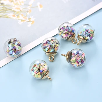 

10pcs 23mm Transparent Glass Ball Star Filling Charm Pendant For Bracelet Necklace Jewelry Making DIY Earring Findings