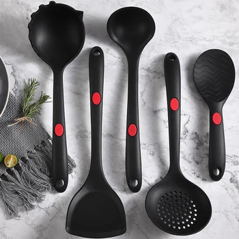 

5Pcs Shovel Non Stick Ergonomic Handle Household Easy Clean Heat Resistant Practical Colander Soft Silicone Kitchen Utensil Set