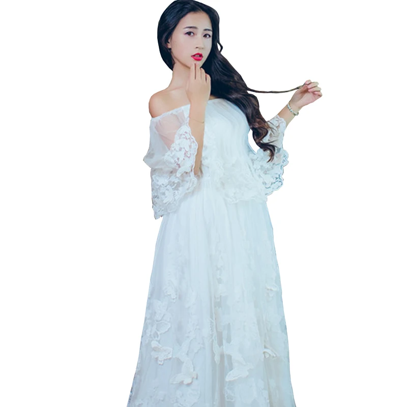 

Tide New High Quality Explosions Casual Elegant Draped Dress women's Lace Summer Casual Shirt Dress