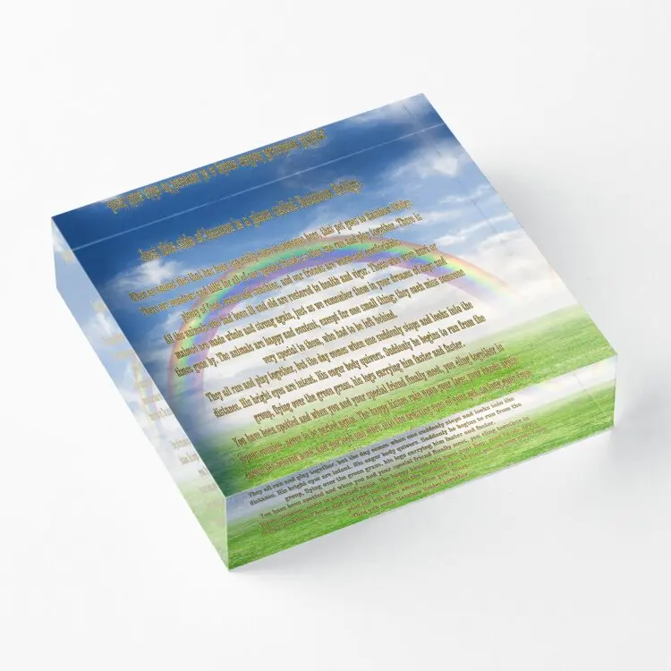 

Rainbow Bridge Pet Heaven Poem Acrylic Block Decoration Decor Board Home Art Print Process Stamping Bedroom Fashionable