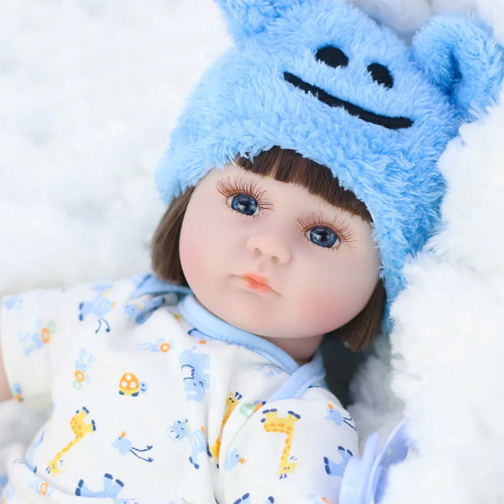 17 ''новорожденный силиконовый Menina Reborn Baby Doll Милая Кепка с пандой мультфильм Bebê день детей Подарки реалистичные мягкие куклы для детей