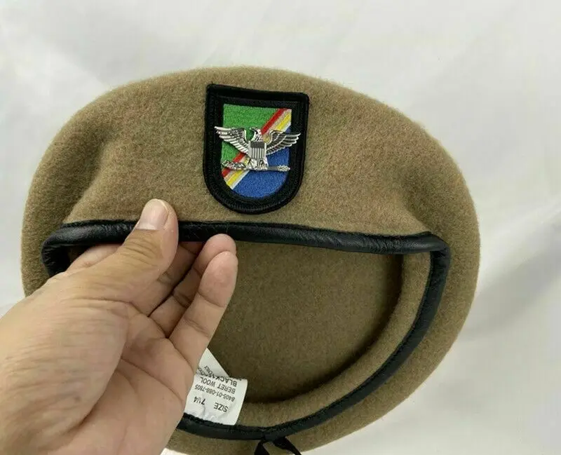 Us Army Ranger Regiment Wool Beret Khaki Army Colonel Eagle Insignia