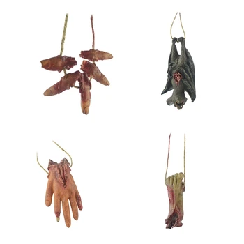 

4Pcs Horror Hanging Prop Fake Broken Hands Feet Terror Halloween Party Decoration Haunted House Decor Prop Ornament
