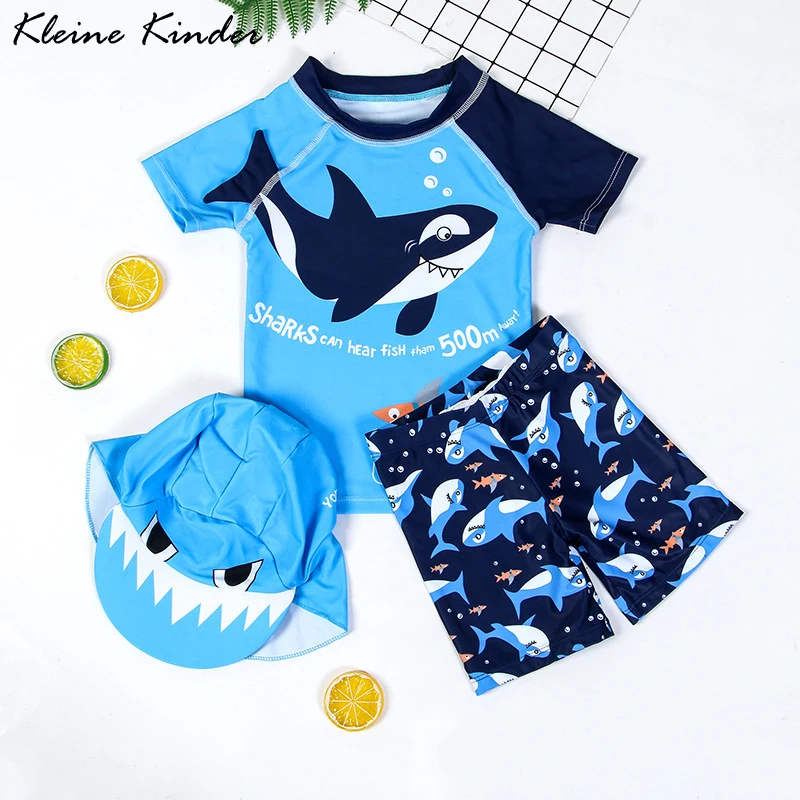 Купальный костюм для мальчиков UPF50 из трех предметов; купальный костюм для новорожденных с принтом акулы; одежда для купания для малышей; купальный костюм для детей; пляжная одежда для бассейна