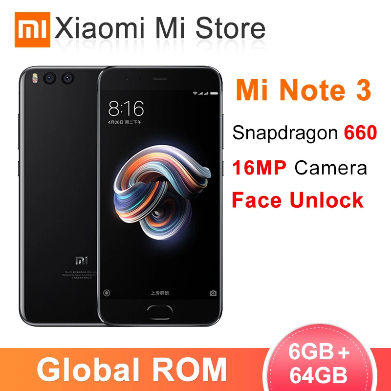 В наличии Глобальный Встроенная память Xiaomi mi Note 3 6 ГБ 64 Гб мобильный телефон Snapdragon