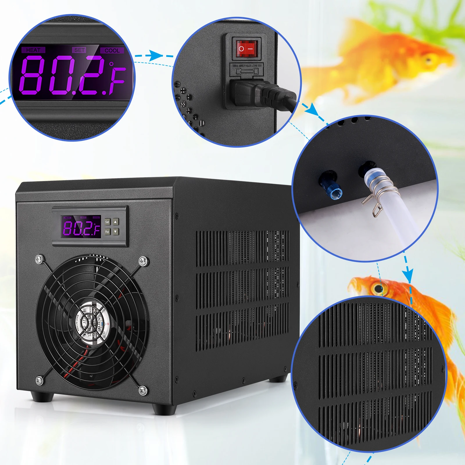 60L Aquarium Water Chiller Fish Tank Cooler Heater System Temperature Setting Device Pet Pro Store