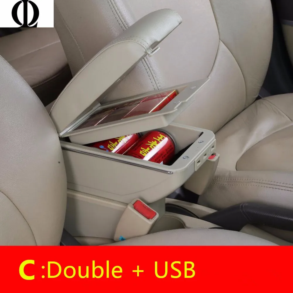 Для hyundai акцент подлокотник 2006 2007 2008 2009 2011+ USB+ двойной Слои+ свет