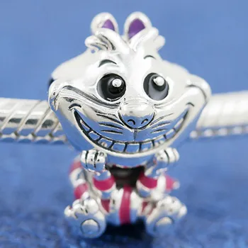

Original Purple Enamel Alice In Wonderland Cheshire Cat Beads Fit 925 Sterling Silver Charm Pandora Bracelet Bangle Diy Jewelry