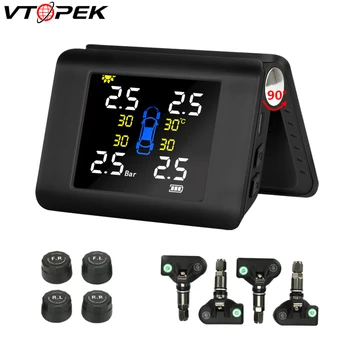 

Vtopek Solar TPMS Car Tire Pressure Monitoring System Alarm Monitor 4 External Internal Wireless Tyre Pressure Sensor