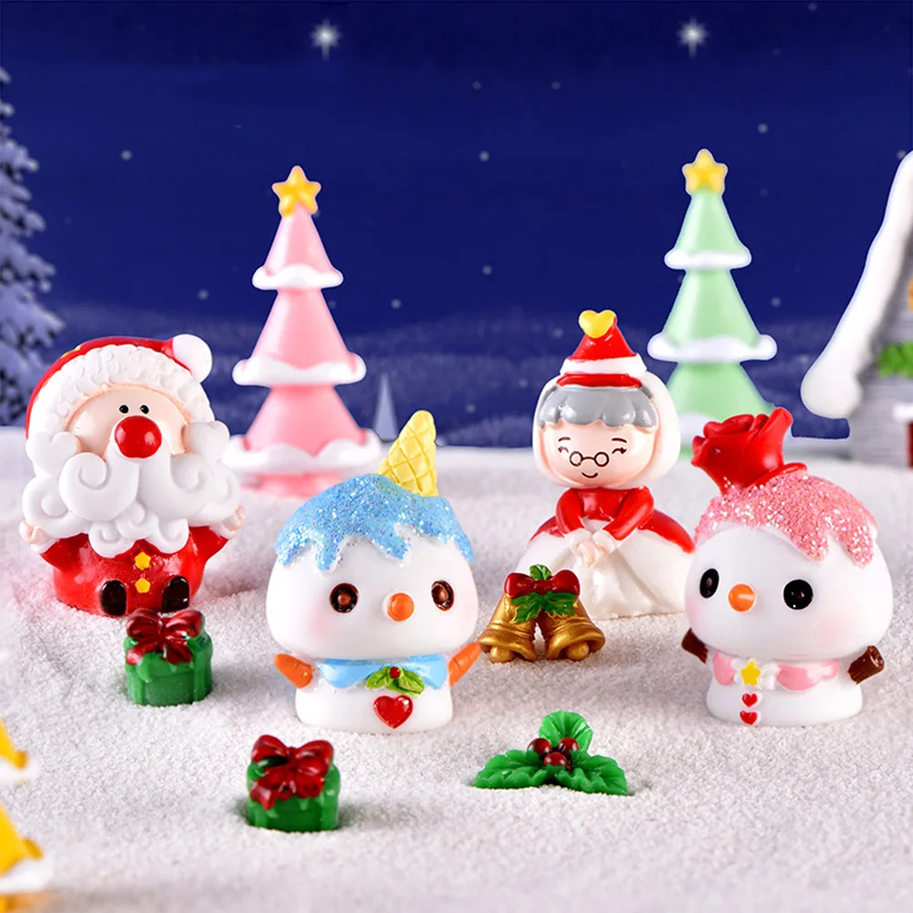 Home Decorations Christmas Figurines Santa Claus Miniature Snowman Xmas Tree