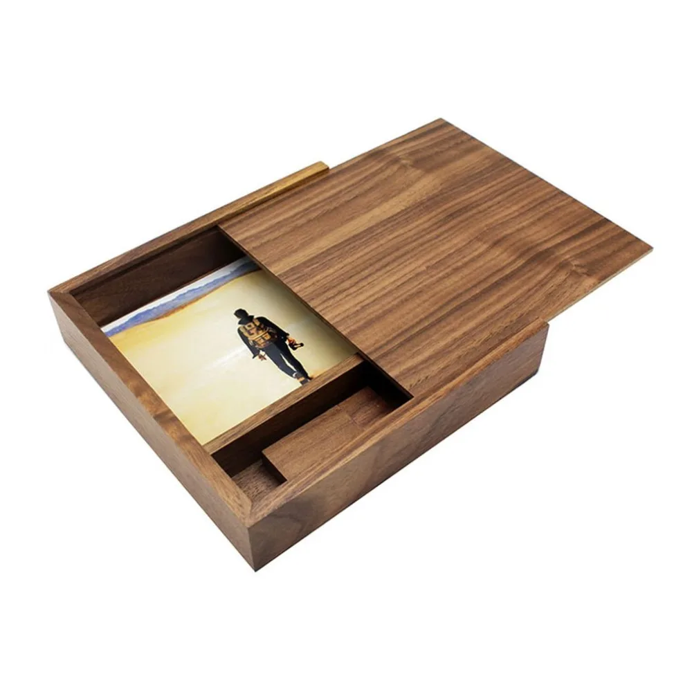 Walnut Wood коробка для фотоальбома USB флэш-накопитель 8 ГБ 16 ГБ 32 ГБ 64 Гб фотография Свадебное устройство для хранения USB2.0 карта памяти