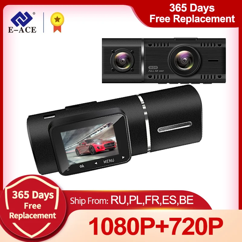 E ACE Car DVR Dash Cam Full HD 1080P Mini Video Recorder Dashcam Two