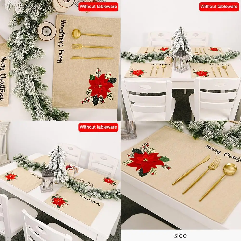 

Linen Printed Western Food Pads Christmas Series Table Hot Placemats Resistant Mat Decoration Coasters Supplies Wear Insula L5P7