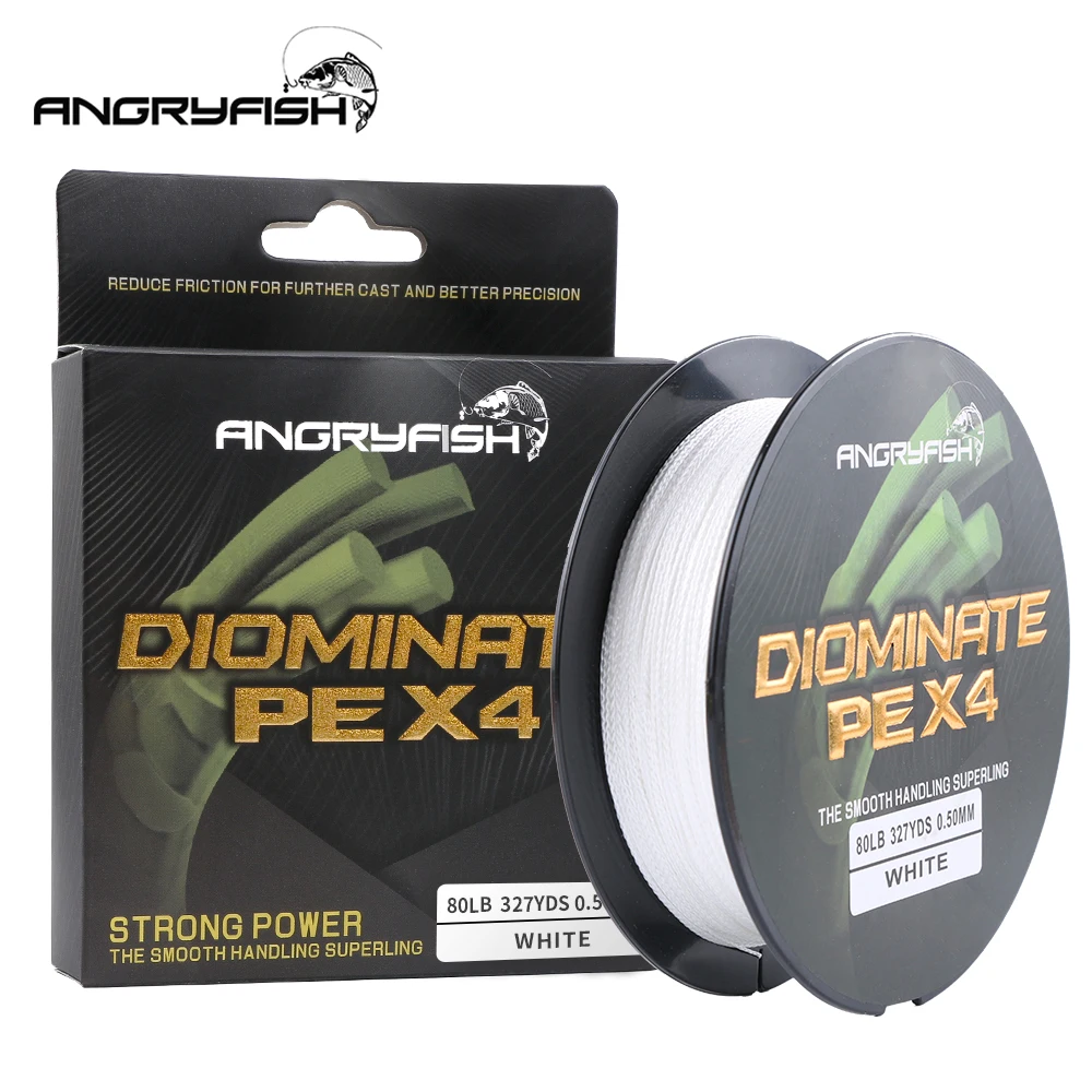 Angryfish 4 Strands Multifilament Fishing Line 327Yds/300MBraided Fishing Line PE Saltwater/Freshwater 15 20 25 30 40 50 60 80LB 2
