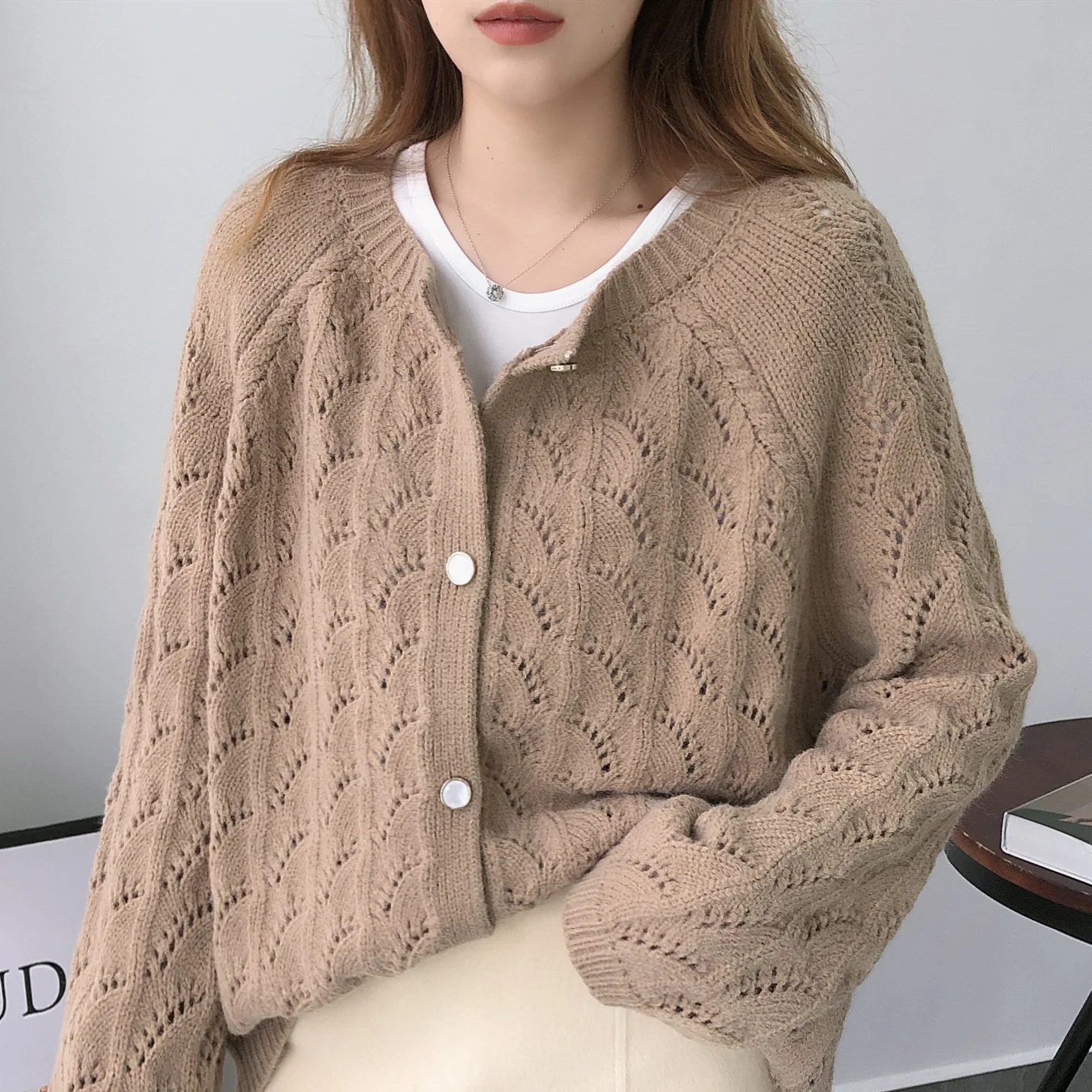 

2020 Autumn Winter Women Sweater Cardigans O Neck Knitted Hollow Out Cardigans Girls Outwear Korean Chic Tops Suete Mujer Poncho