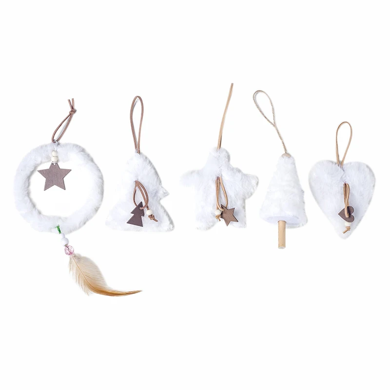 

1 Set 5Pcs Christmas Tree Decorations Ornaments Plush Wooden Ornaments Merry Christmas Pendants Ornaments Creative Gift