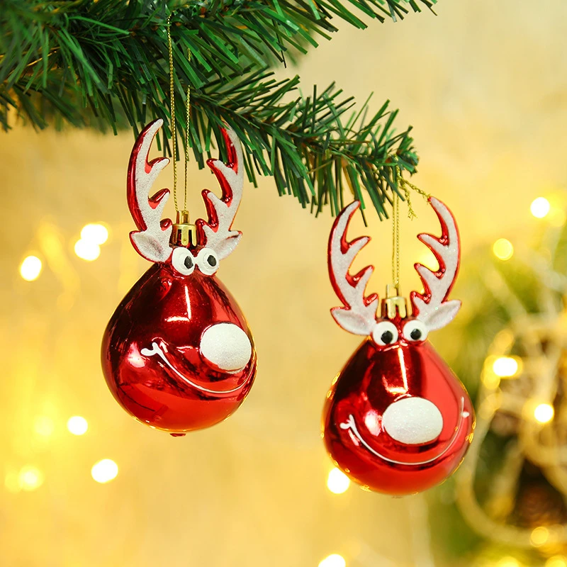 2 piezas de adornos de bolas Navidad, colgantes con diseño alce, decoraciones para árboles de Navidad para el hogar, suministros fiestas de Año Nuevo|Colgantes y adornos en forma