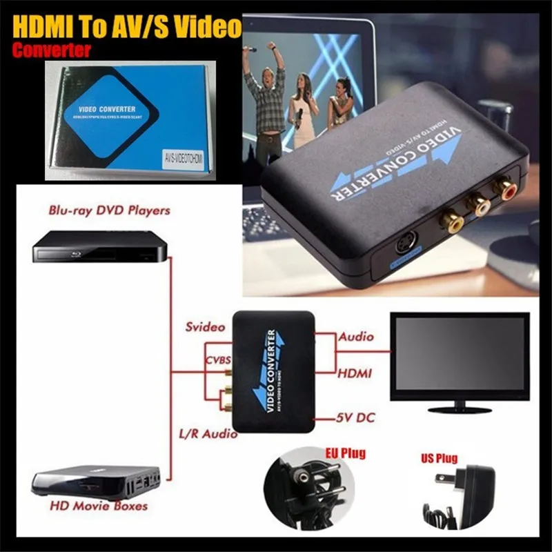 1080P HDMI в AV/S видео адаптер S-Video CVBS преобразователь для подключения DVD к HDTV AV2HDMI вилка