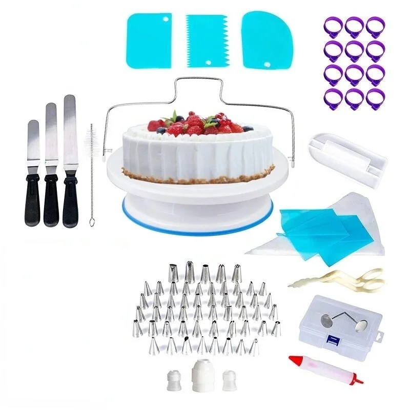 186pcs Cake Decorating Tools Kit Turntable Rotating Baking Flower Icing Nozzle 