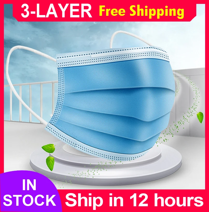 Disposable Face Mask Industrial 3Ply Ear Loop Reusable Mouth Cover