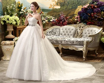 

Wedding DressSleeveless Court Train Bride Dress Women Elegant Long Dress Bridal Dress Vestido De Noiva