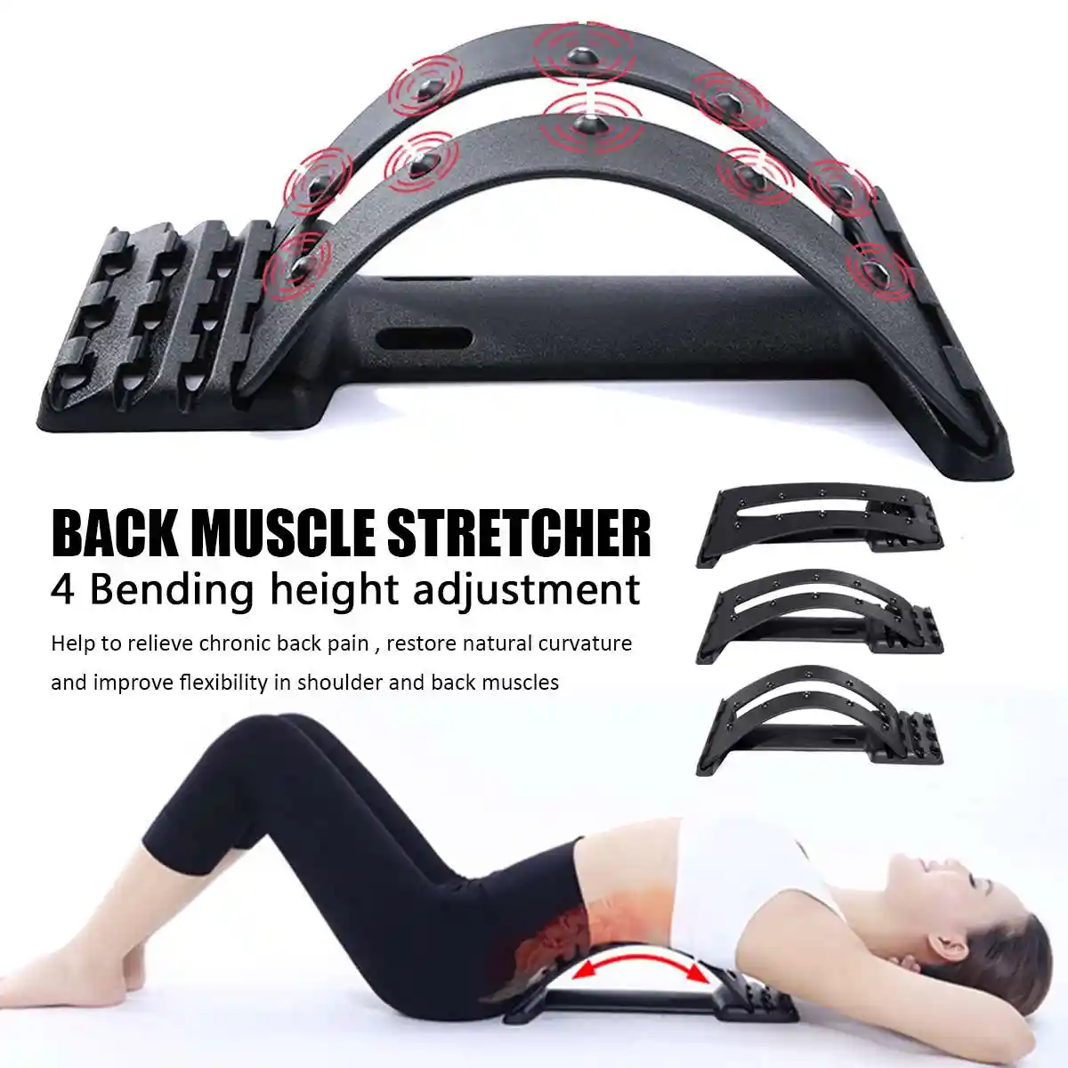 1pc Back Stretch Equipment Massager Magic Stretcher Fitness Lumbar