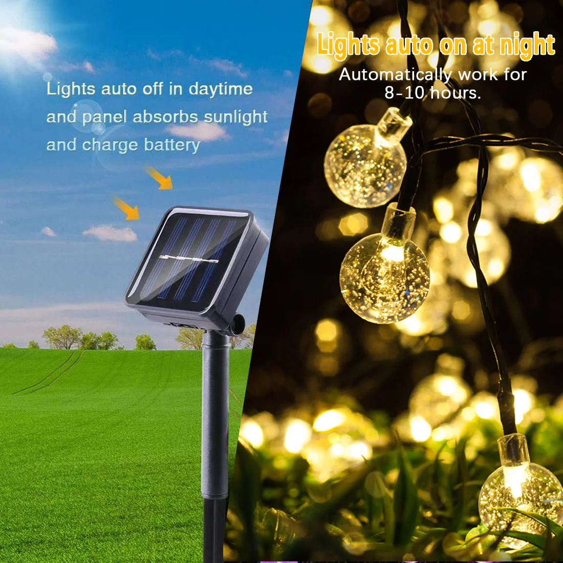 

Solar Led Bubble Ball Light String Multicolor Solar String Lights for Garden Party Yard Decoration New 20/50 LEDS Crystal ball