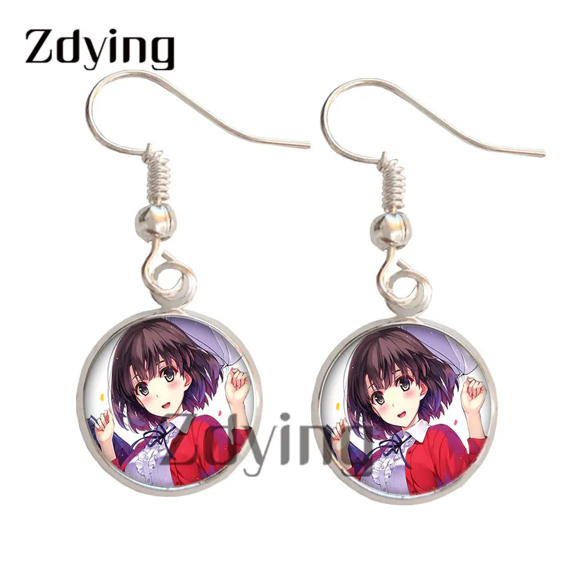 Zdying Cute Japan Anime Girls Dangle Earrings Glass Cartoon Woman Photo Cabochon Charm Pendant Ear Jewelry Gift CN056 |