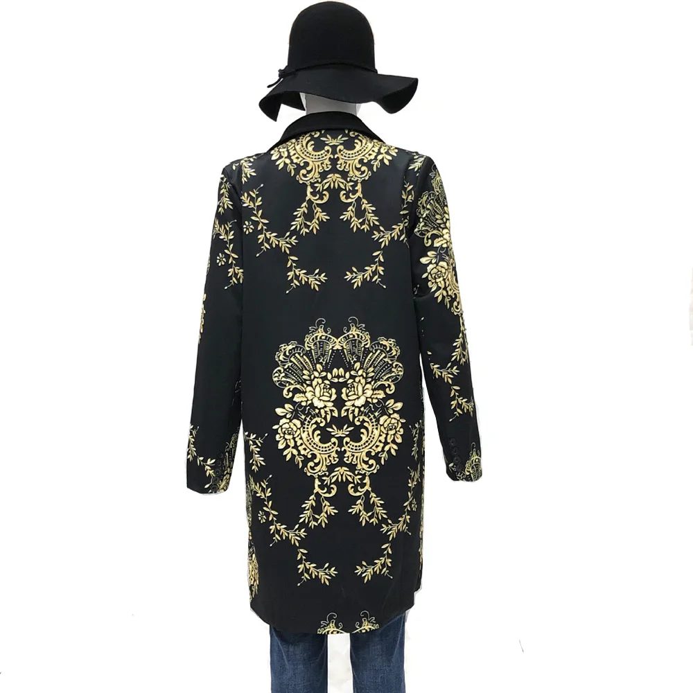 Bellflower модное пальто с принтом для женщин осень отложной воротник с длинным рукавом Повседневные Пальто офисные женские ВИНТАЖНЫЕ пальто куртки