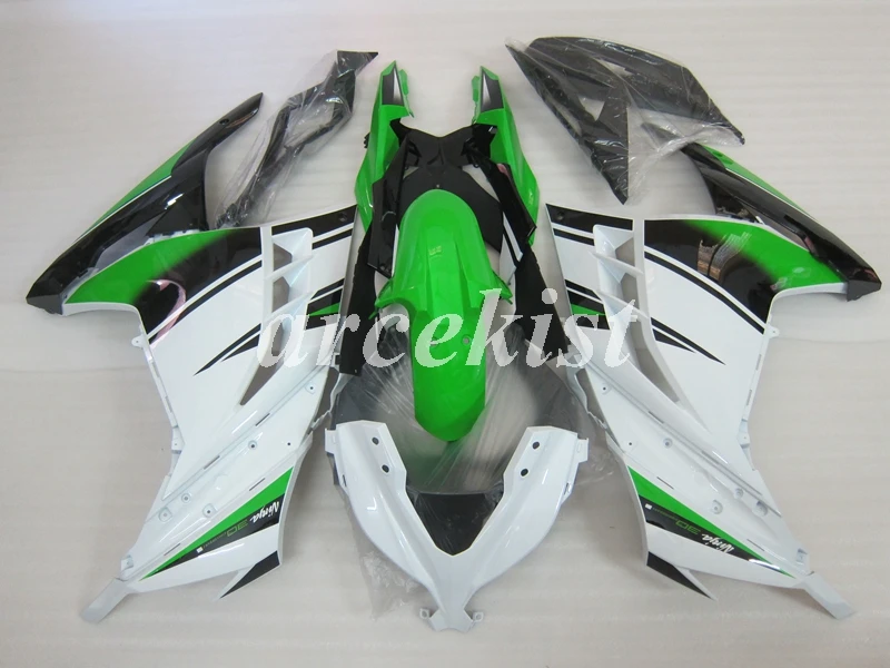 4 подарки ABS Полный обтекатели наборы Подходит для Kawasaki Ninja 300 EX300 300R 2013 Кузов Набор зеленый белый