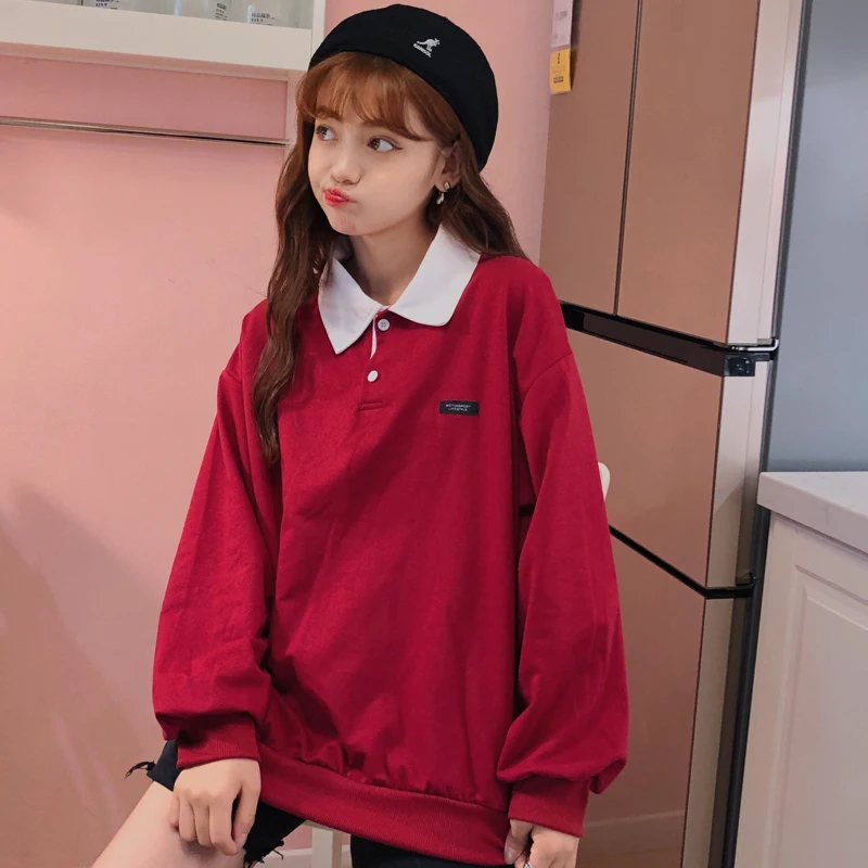 Толстовки для женщин с буквенным принтом Ulzzang Kawaii мягкий свитшот для девочек Свободный корейский стиль тонкая модная простая женская одежда повседневная