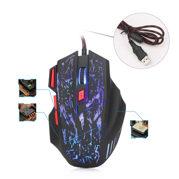 

1PC LED Optical USB Adjustable Wired RGB Gaming Mouse Seven Buttons 3200DPI 5500DPI for Laptop Computer Pro Gamer Gaming Mouse