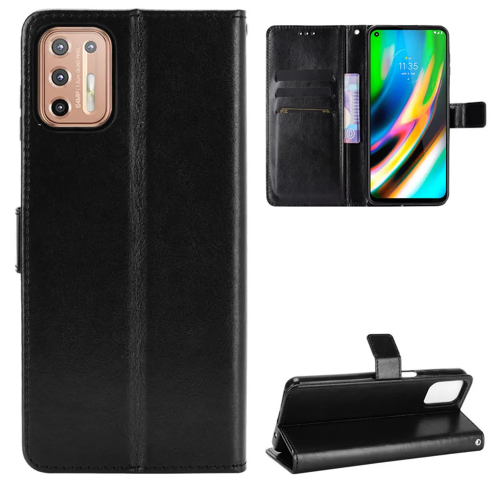 Luxury Flip PU Leather Wallet Case with Card Slots and Lanyard Stand in Black