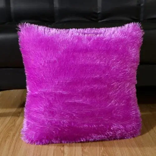 43x43 см мягкий плюшевый сплошной цвет наволочка Подушка Чехол Декор для домашнего дивана - Цвет: Фиолетовый