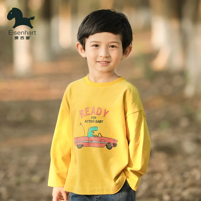 Футболка с длинными рукавами для мальчиков осенняя одежда с рисунком Новая Стильная универсальная рубашка из чистого хлопка для детей толстовка с капюшоном в западном стиле