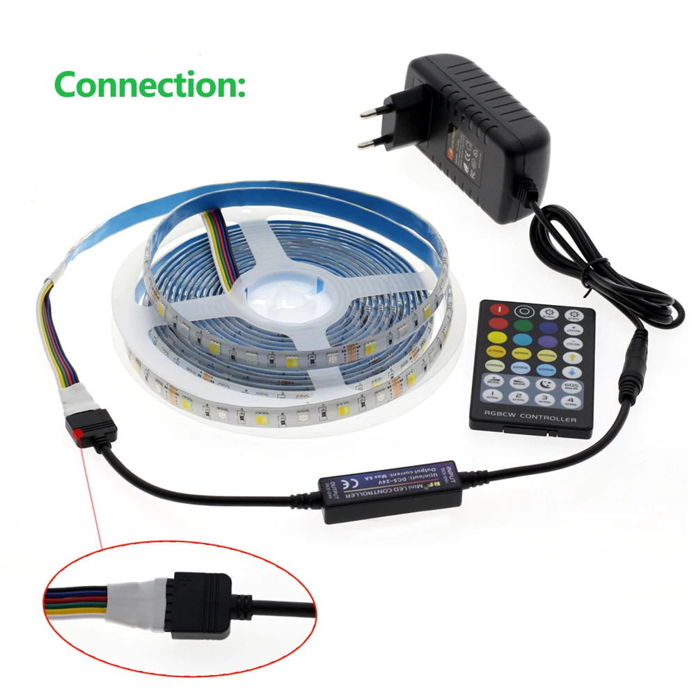 Светодиодная лента RGBCCT набор RGB+ двойной белый светодиодный гибкий свет 5050 5 м 300 светодиодный s+ 28Key RF пульт дистанционного управления+ адаптер питания DC12V