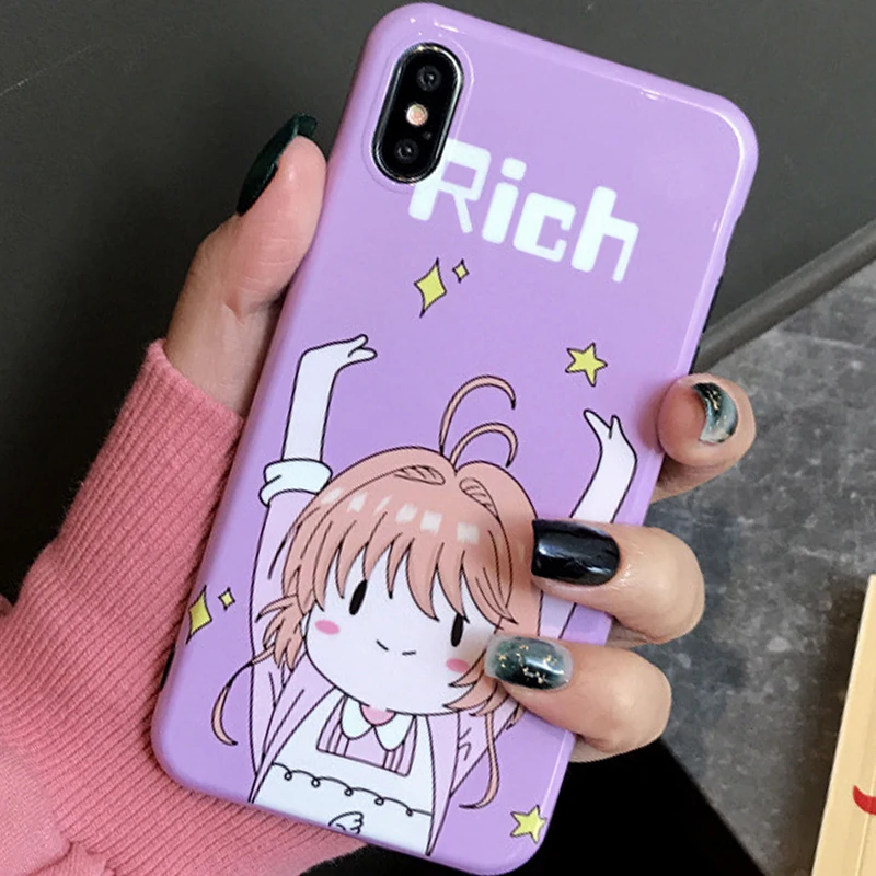 Милый чехол для телефона с рисунком девушки из мультфильма iPhone 6 6s 7 8 Plus X Xs XR Max TPU
