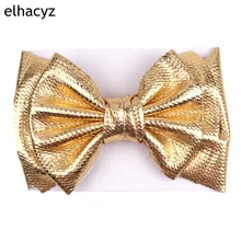 Turbante con lazo metálico brillante para niña, diadema grande de doble capa de 7 pulgadas, turbante de tela Bullet, accesorios para el cabello para niña 2021