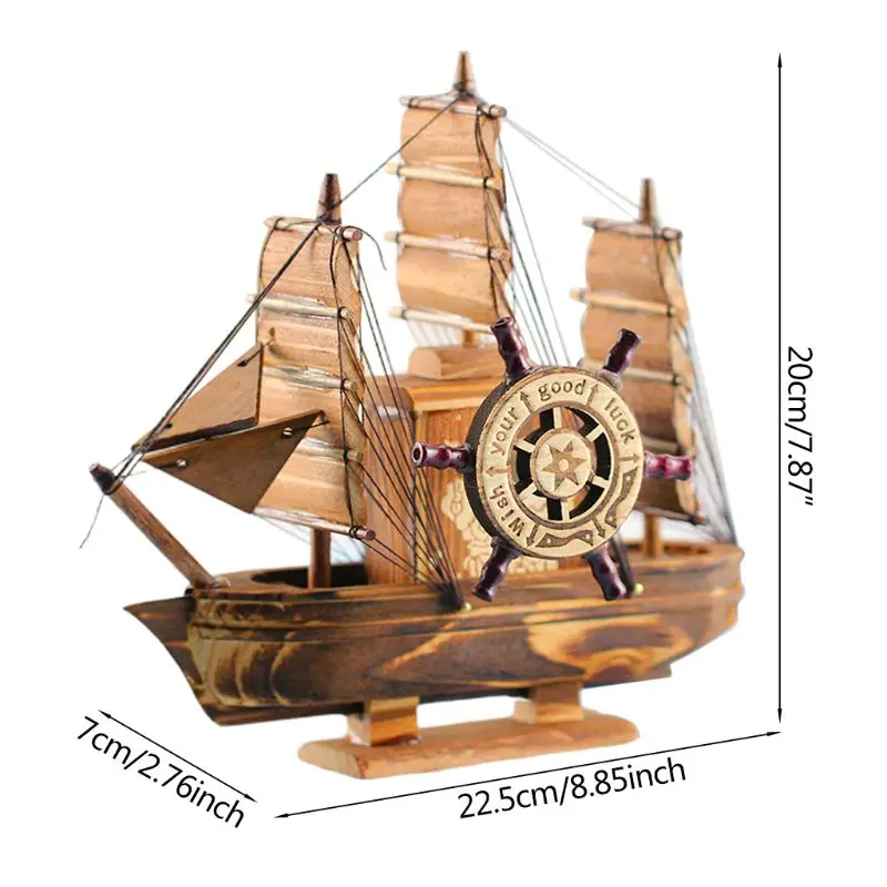 Деревянная музыкальная шкатулка парусной лодки, модель парусной лодки, украшения для дома и офиса, подарок на день рождения и Рождество