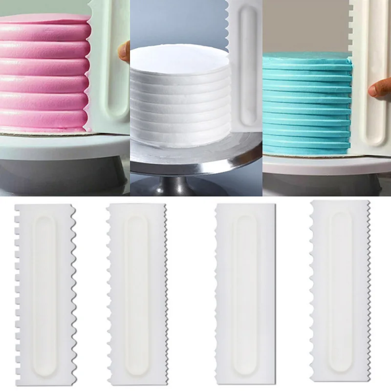 

Pastry Icing Combs Cake Scraper 4Pcs Plastic Kitchen Gadgets Cream Smoother Baking Accessories Cake Decorating Comb