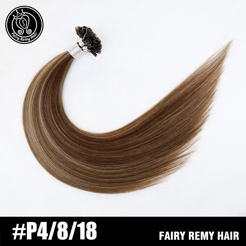 P4-8-18 Кератиновые накладные Человеческие волосы Remy на капсулах, цвет рояль блонд 0,8 г/прядь 16 ”18” 20 ”40 г/упак - Цвет: P4-8-18