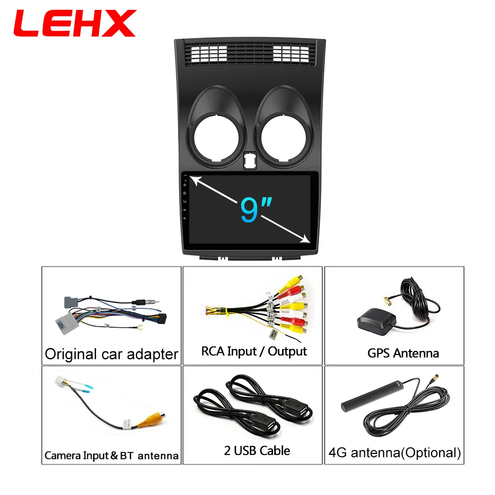 LEHX 2 Din Android 8,1 Автомагнитола центральный мультимидиальный плеер навигация gps для Nissan Qashqai 1 J10 2006-2013 2G+ 32G Автомагнитола