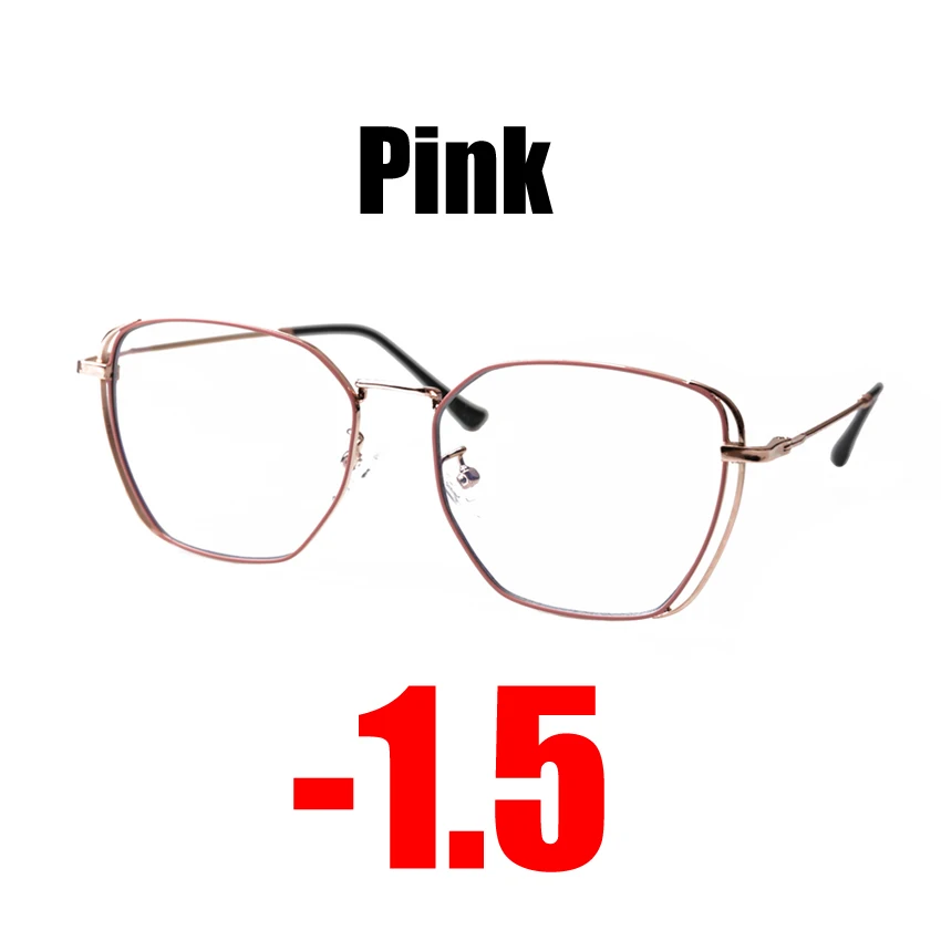 SOOLALA Рецептурные очки для близоруких женщин очки для близоруких Компьютерных Очков оправа диоптрий-1,0-1,5-2,0-2,5-3,0-4,0 - Цвет оправы: Pink -1.5