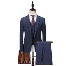 Модные мужские костюмы из 3 предметов, мужские Нарядные Костюмы, приталенные мужские свадебные костюмы для женихов, осенне-зимняя официальная одежда
