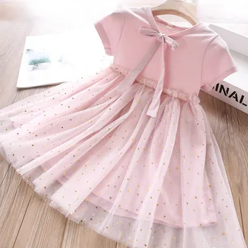 

2020 Summer Girls' Lace-up Sequined Knitted Dress Children's Clothing Wholesale