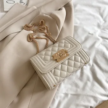 

Lingge chain small bag female 2020 new wave fashion wild women's messenger shoulder bag summer texture small square bag