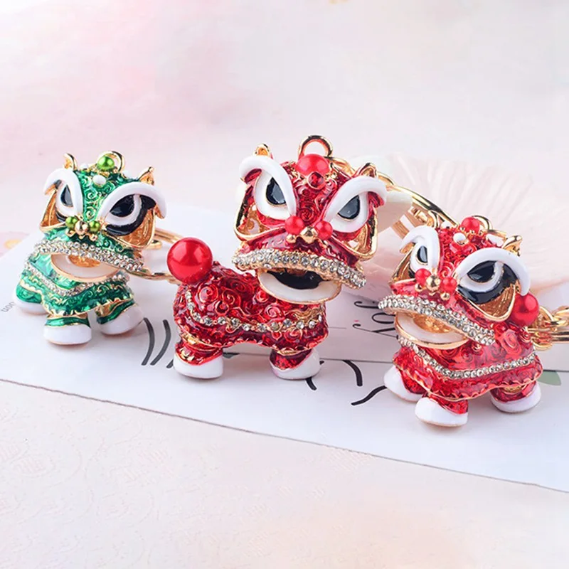 Colorful Chinese Ethnic Keychain Beautiful Dance Lion Key Chain Lion Key Chain Car Pendant