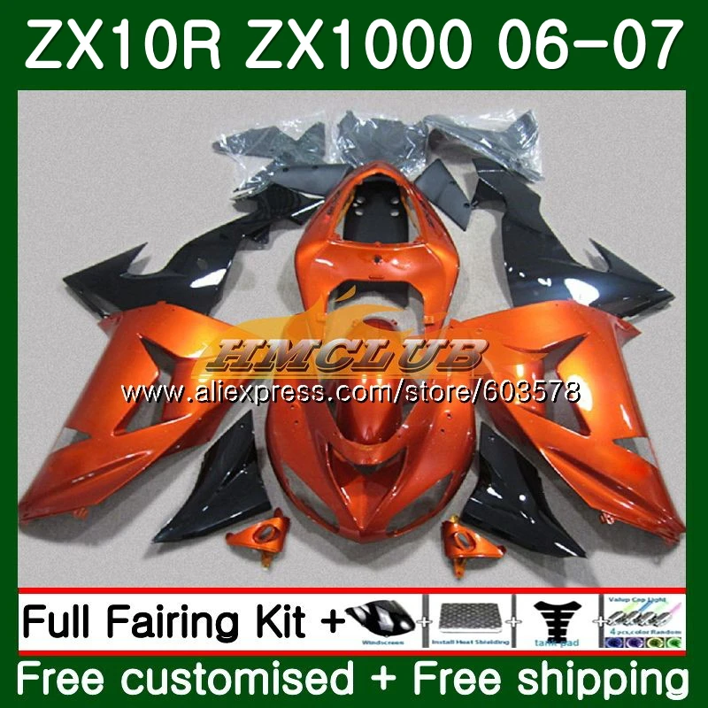 Корпус для KAWASAKI ZX 10 сотрудников отдела исследований ZX-1000 ZX-10R 06 07 117CL. 68 ZX1000 CC ZX10R 06 07 ZX 1000CC ZX 10R 2006 2007 новые оранжевые обтекатели - Цвет: No. 1