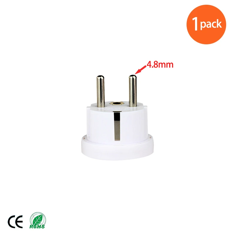 1 piece-White Rdxone, 4,8 мм, немецкий стандартный конвертер, США, Австралия, Европа, переходник для путешествий, Корея, европейский стандарт, штепсельная вилка, конвертер - Цвет: 1 piece-White